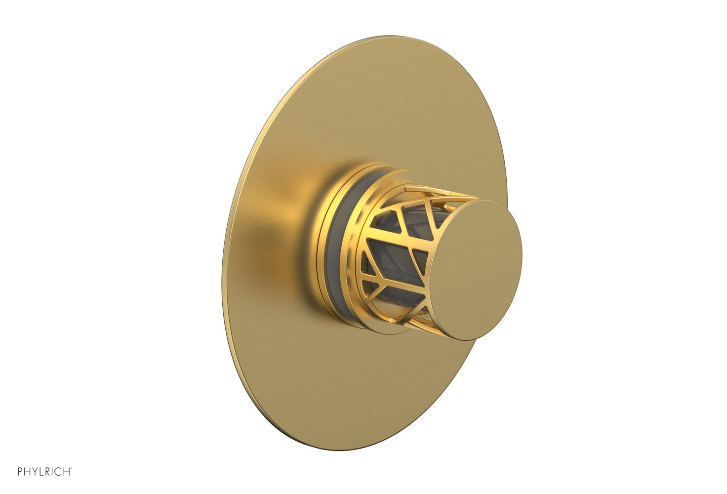 Phylrich JOLIE Pressure Balance Shower Plate & Handle Trim, Round Handle with "Grey" Accents