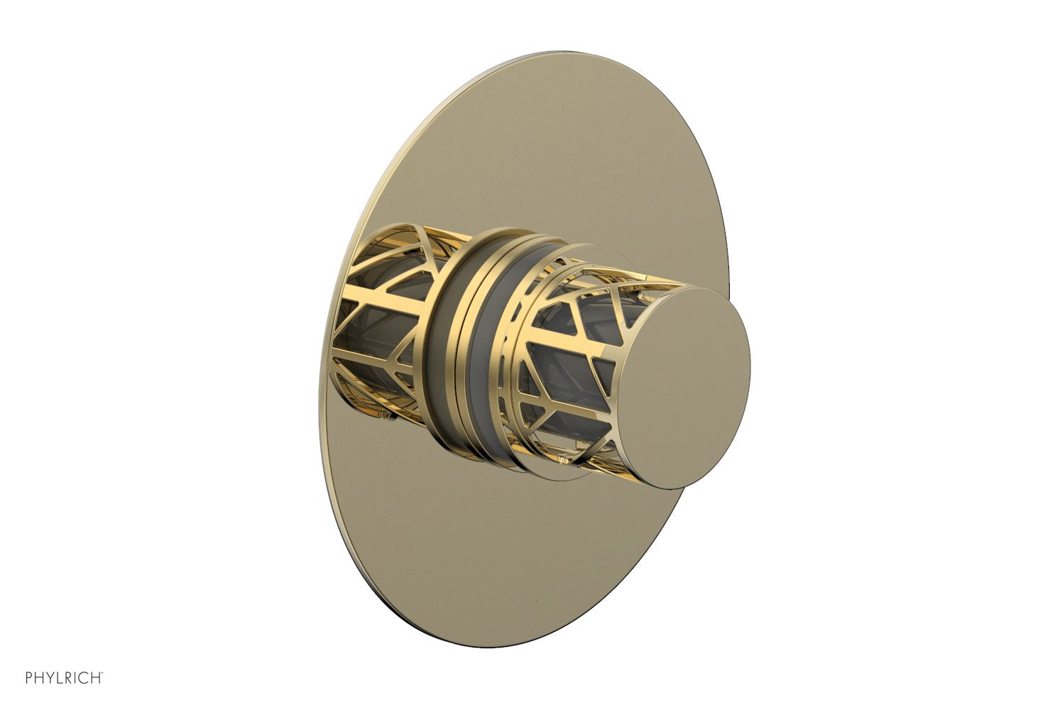 Phylrich JOLIE Pressure Balance Shower Plate & Handle Trim, Round Handle with "Grey" Accents
