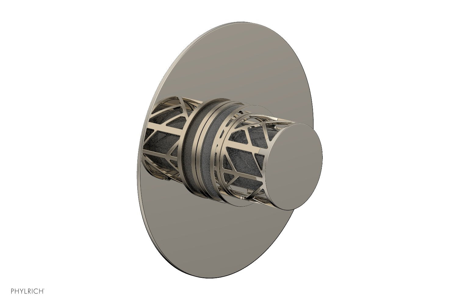 Phylrich JOLIE Pressure Balance Shower Plate & Handle Trim, Round Handle with "Grey" Accents