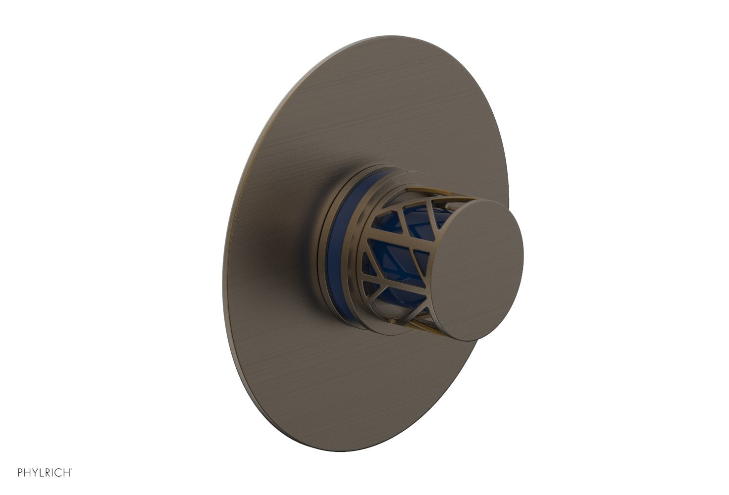 Phylrich JOLIE Pressure Balance Shower Plate & Handle Trim, Round Handle with "Navy Blue" Accents