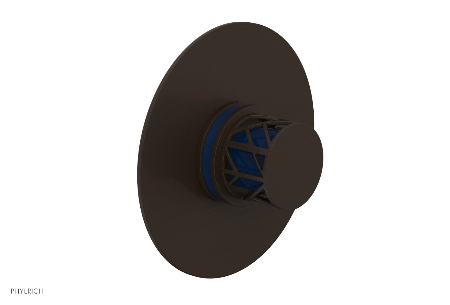 Phylrich JOLIE Pressure Balance Shower Plate & Handle Trim, Round Handle with "Navy Blue" Accents