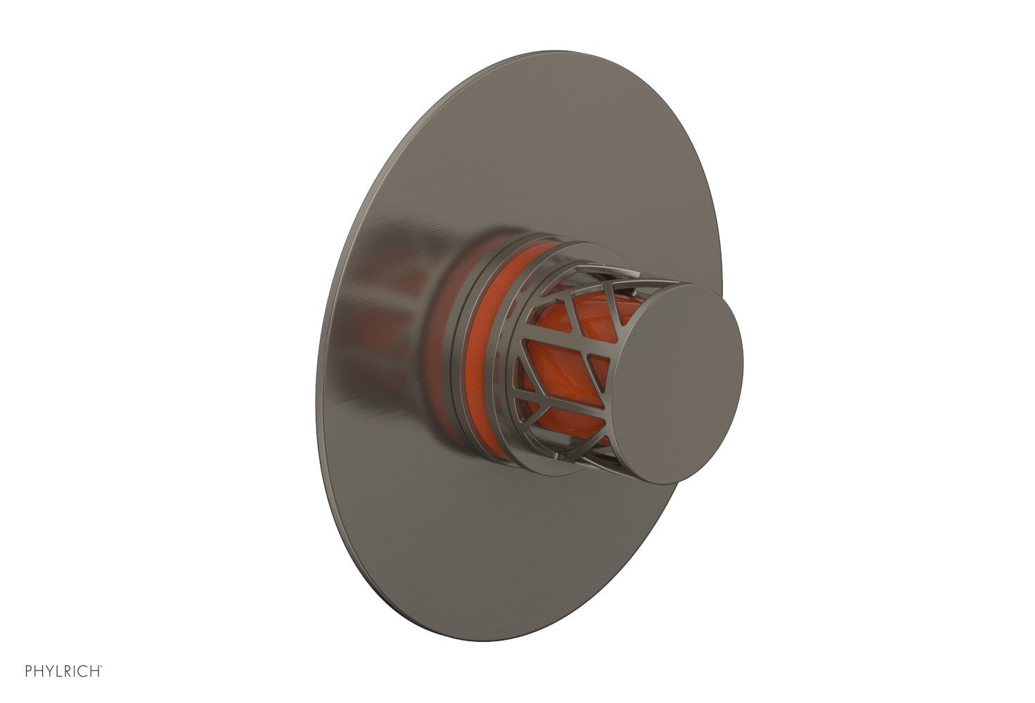 Phylrich JOLIE Pressure Balance Shower Plate & Handle Trim, Round Handle with "Orange" Accents