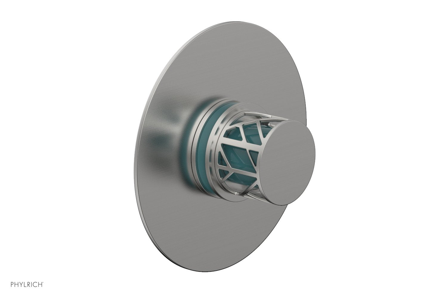Phylrich JOLIE Pressure Balance Shower Plate & Handle Trim, Round Handle with "Turquoise" Accents