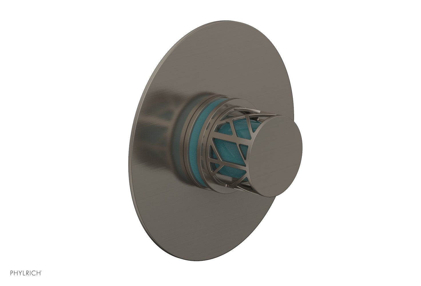 Phylrich JOLIE Pressure Balance Shower Plate & Handle Trim, Round Handle with "Turquoise" Accents