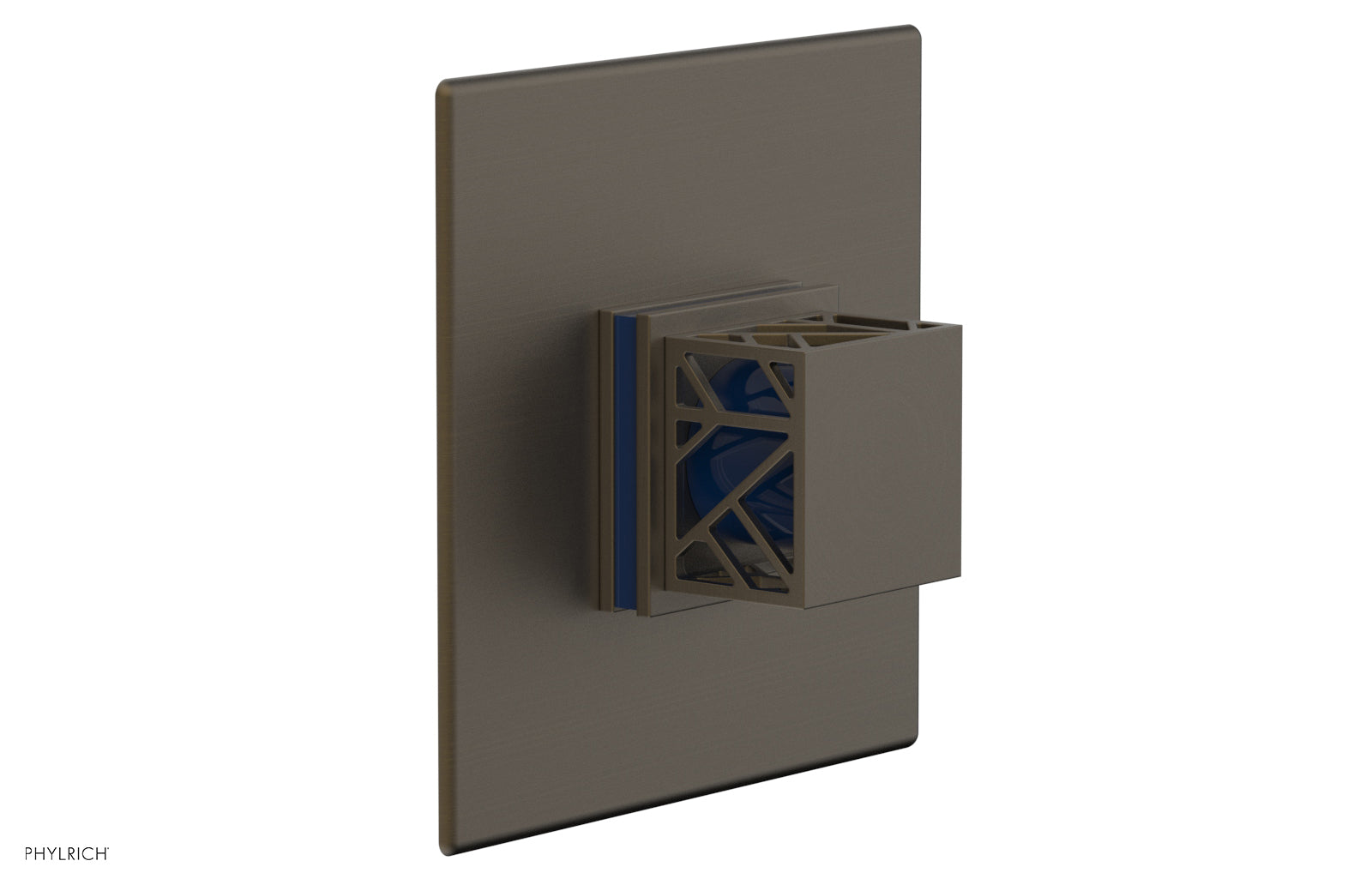 Phylrich JOLIE Thermostatic Shower Trim, Square Handle with "Navy Blue" Accents