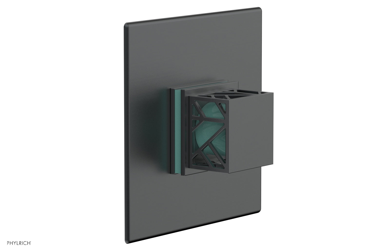 Phylrich JOLIE Pressure Balance Shower Plate & Handle Trim, Square Handle with "Turquoise" Accents