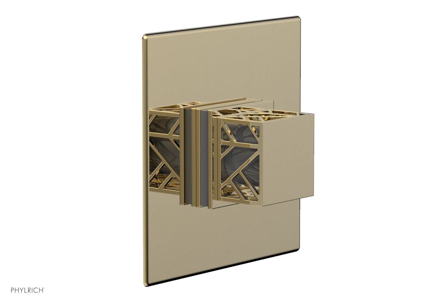 Phylrich JOLIE Pressure Balance Shower Plate & Handle Trim, Square Handle with "Grey" Accents