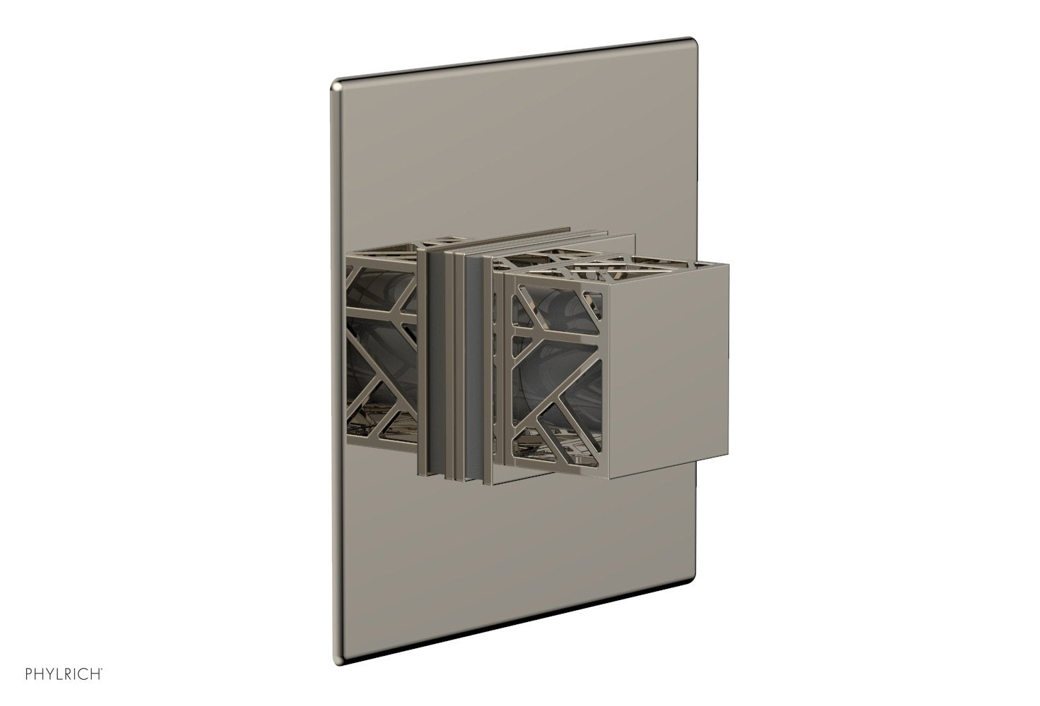 Phylrich JOLIE Pressure Balance Shower Plate & Handle Trim, Square Handle with "Grey" Accents