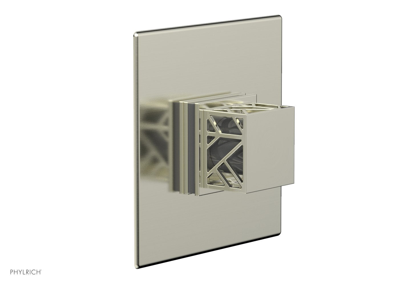Phylrich JOLIE Pressure Balance Shower Plate & Handle Trim, Square Handle with "Grey" Accents