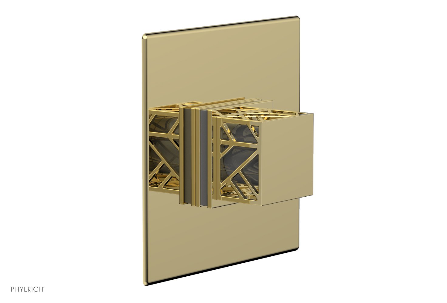 Phylrich JOLIE Thermostatic Shower Trim, Square Handle with "Grey" Accents