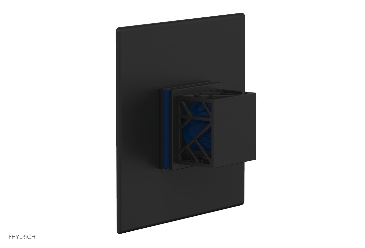Phylrich JOLIE Thermostatic Shower Trim, Square Handle with "Navy Blue" Accents