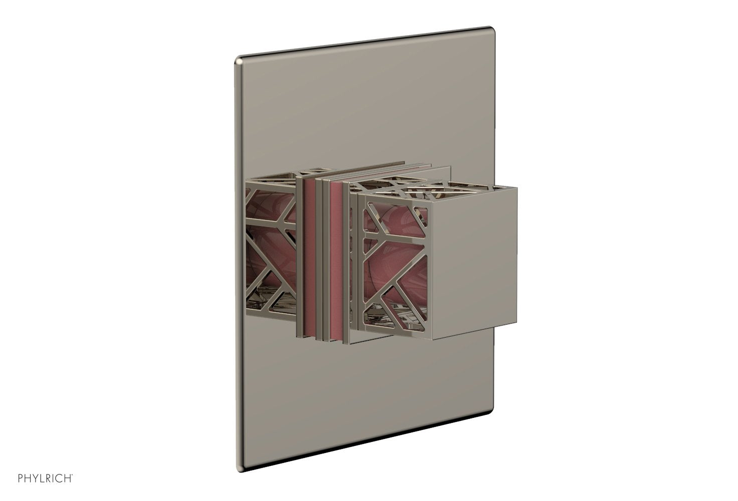 Phylrich JOLIE Thermostatic Shower Trim, Square Handle with "Pink" Accents