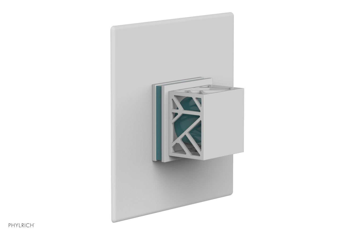 Phylrich JOLIE Pressure Balance Shower Plate & Handle Trim, Square Handle with "Turquoise" Accents