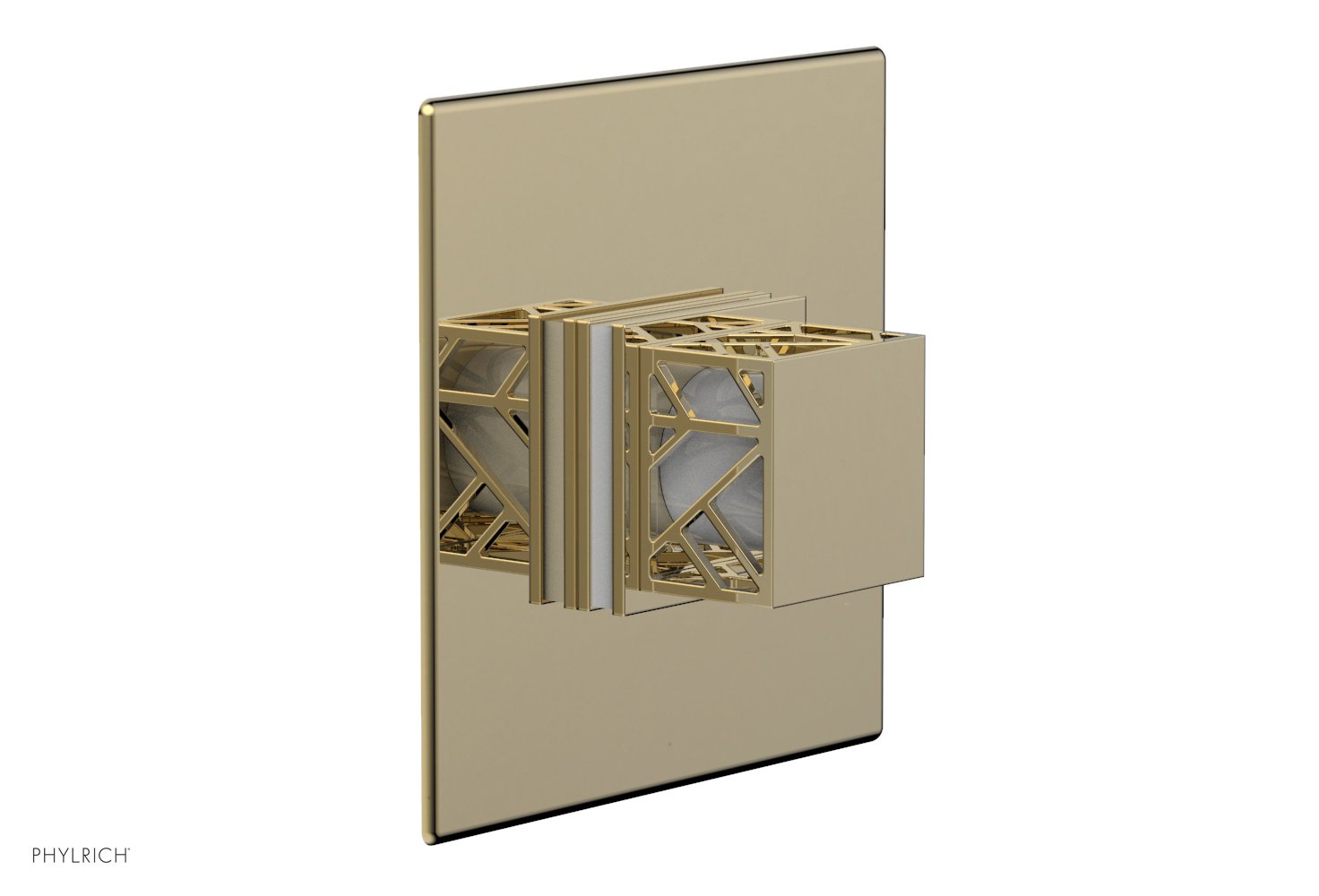 Phylrich JOLIE Pressure Balance Shower Plate & Handle Trim, Square Handle with "White" Accents