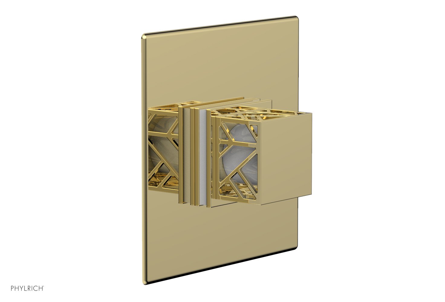 Phylrich JOLIE Pressure Balance Shower Plate & Handle Trim, Square Handle with "White" Accents