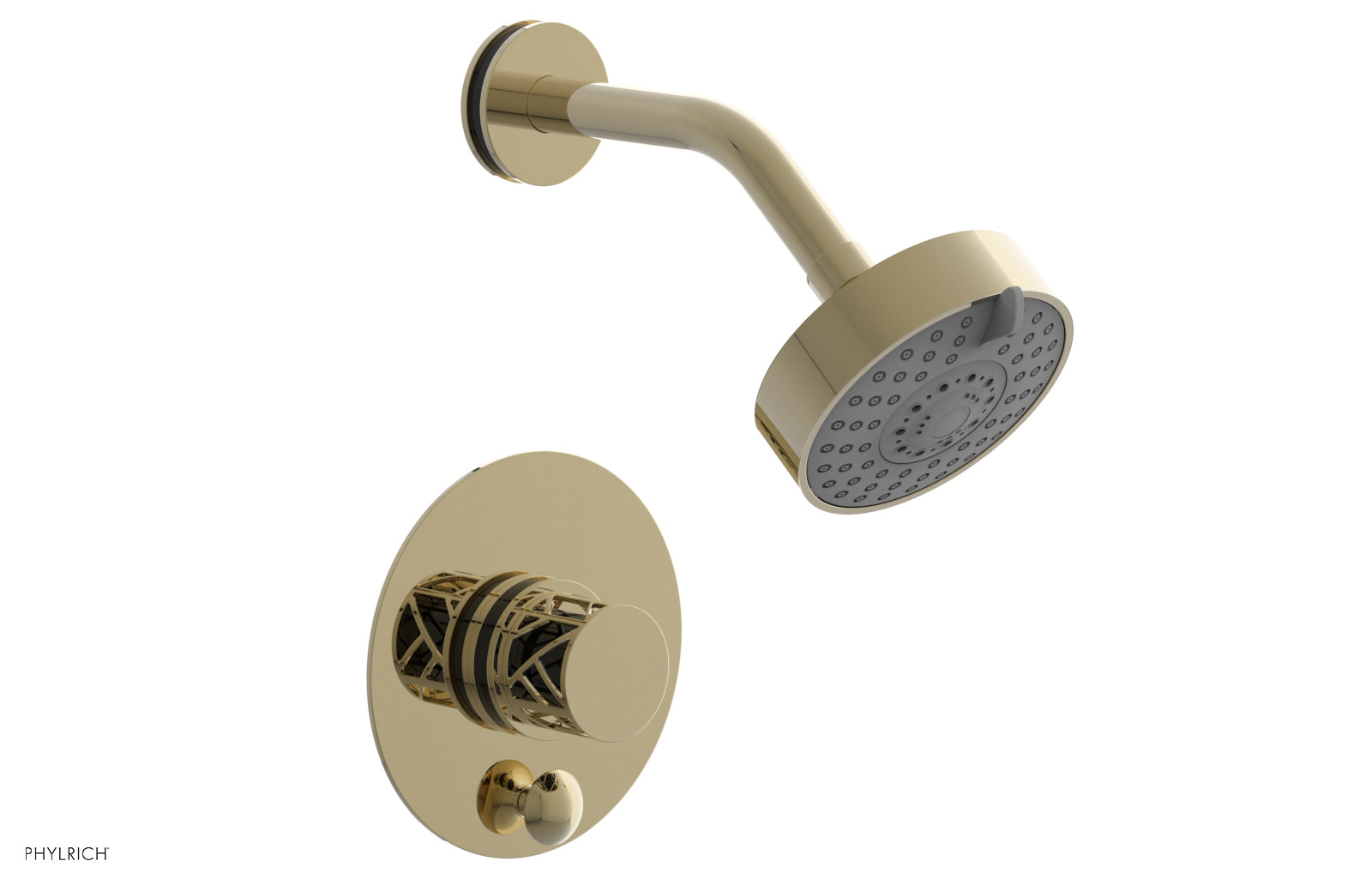 Phylrich JOLIE Pressure Balance Shower and Diverter Set (Less Spout), Round Handle with "Black" Accents