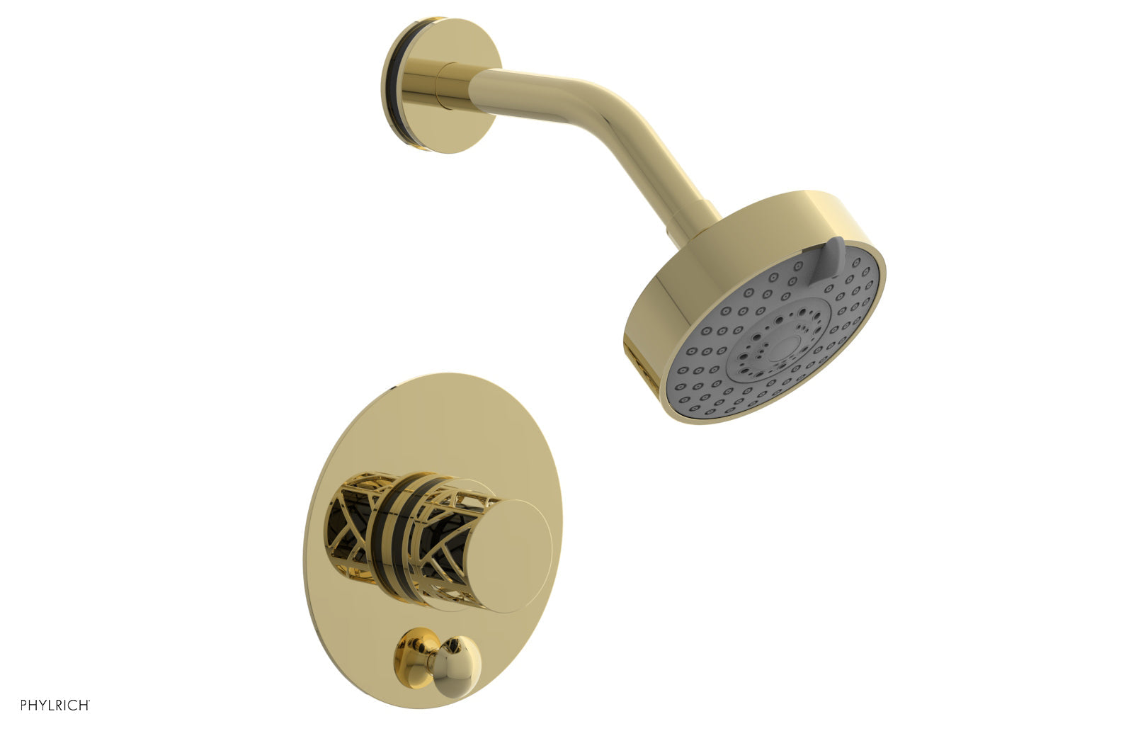 Phylrich JOLIE Pressure Balance Shower and Diverter Set (Less Spout), Round Handle with "Black" Accents