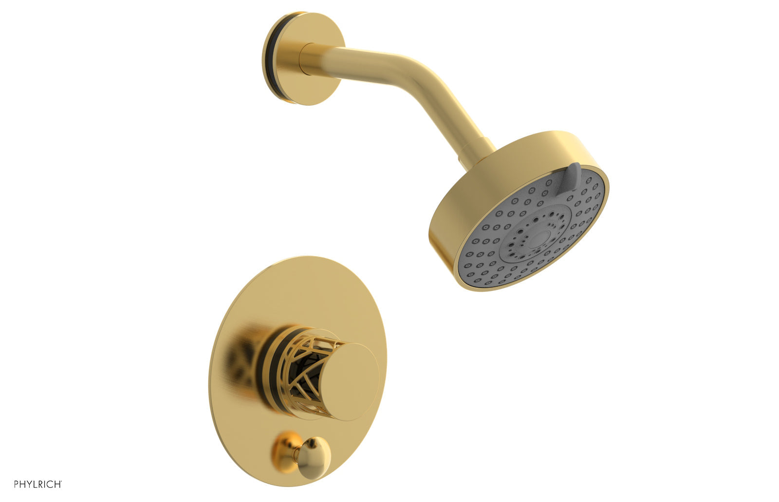 Phylrich JOLIE Pressure Balance Shower and Diverter Set (Less Spout), Round Handle with "Black" Accents