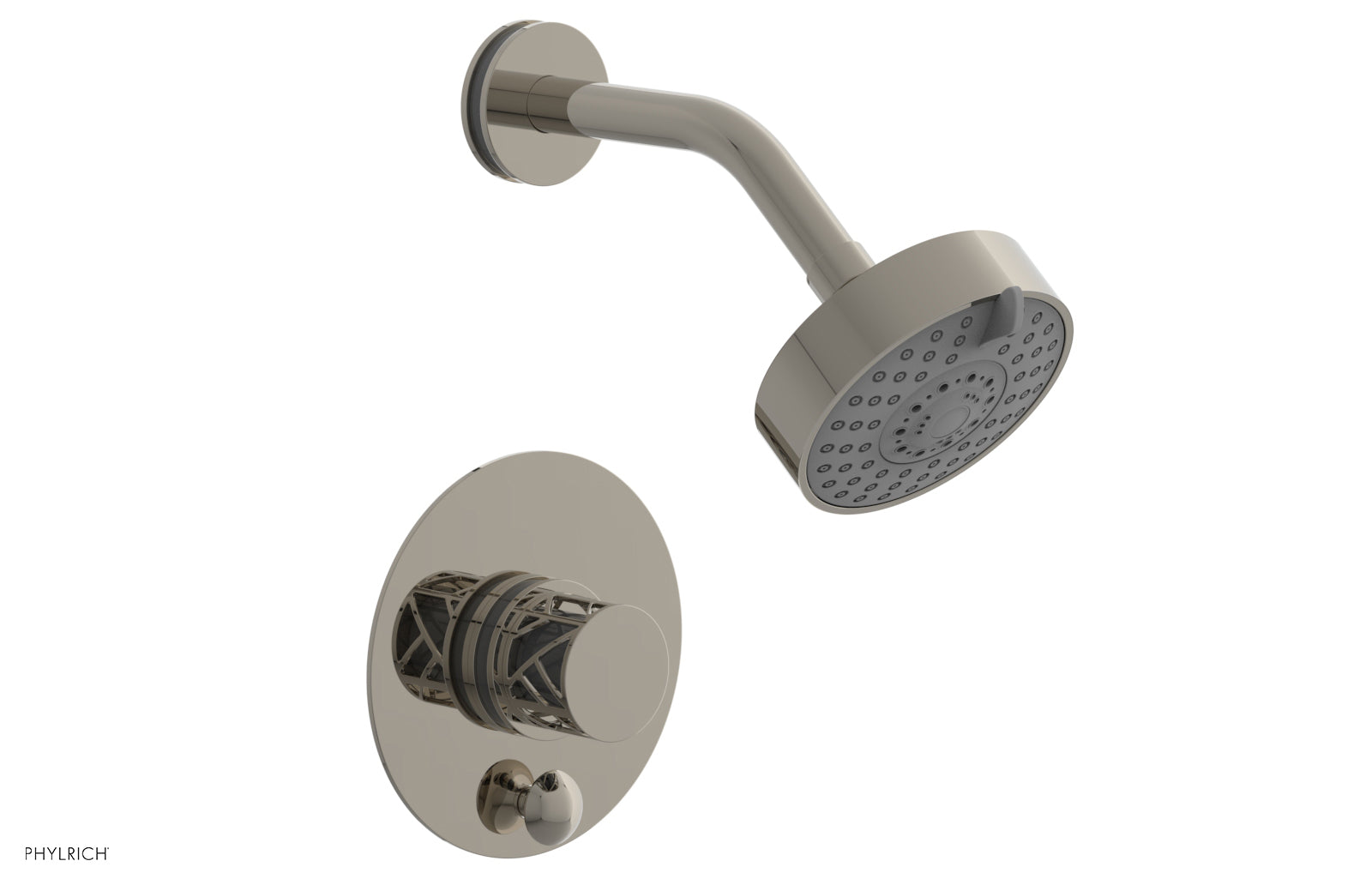 Phylrich JOLIE Pressure Balance Shower and Diverter Set (Less Spout), Round Handle with "Grey" Accents