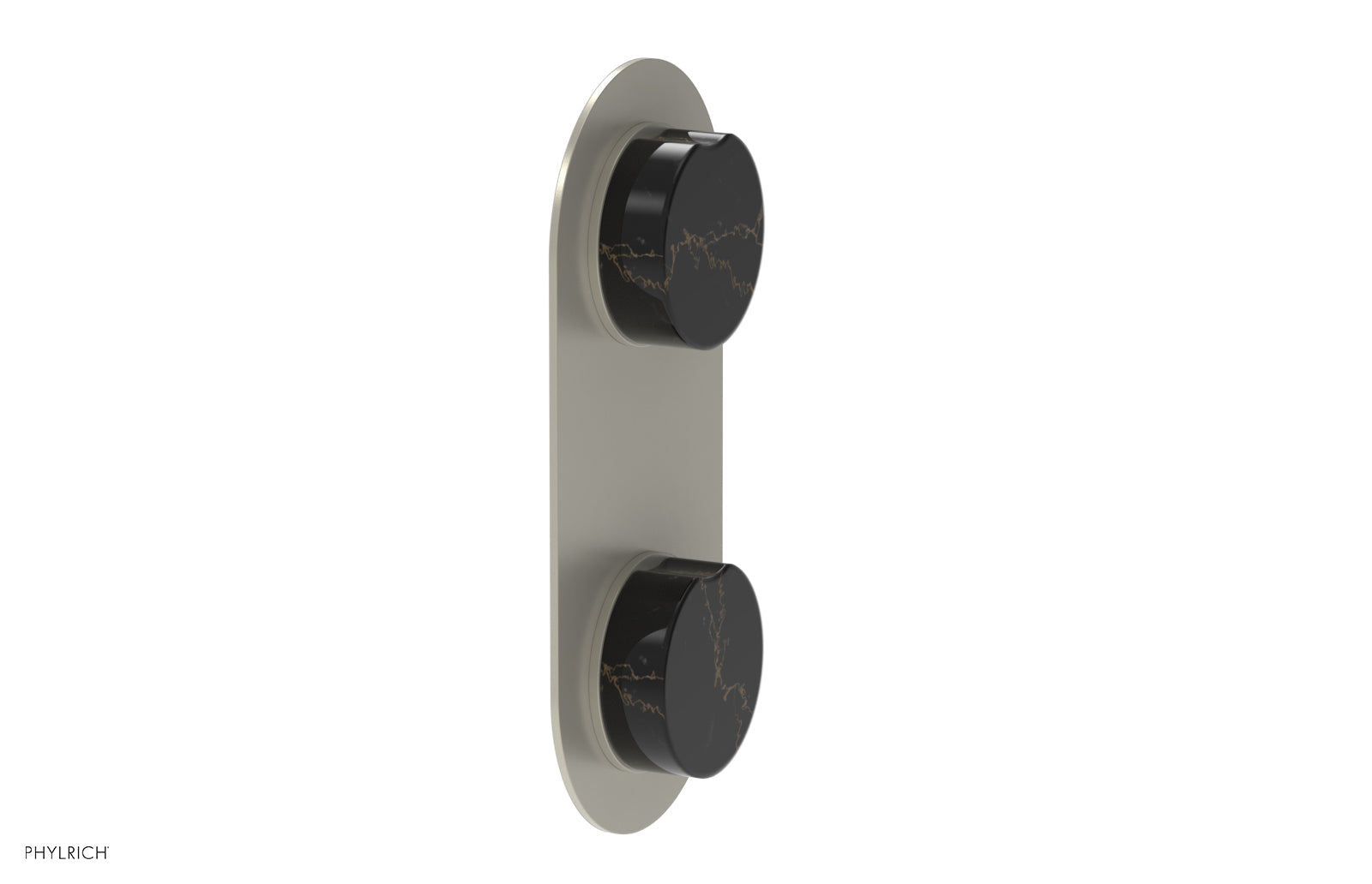 Phylrich CIRC Thermostatic Valve with Volume Control or Diverter - Black Marble Handle