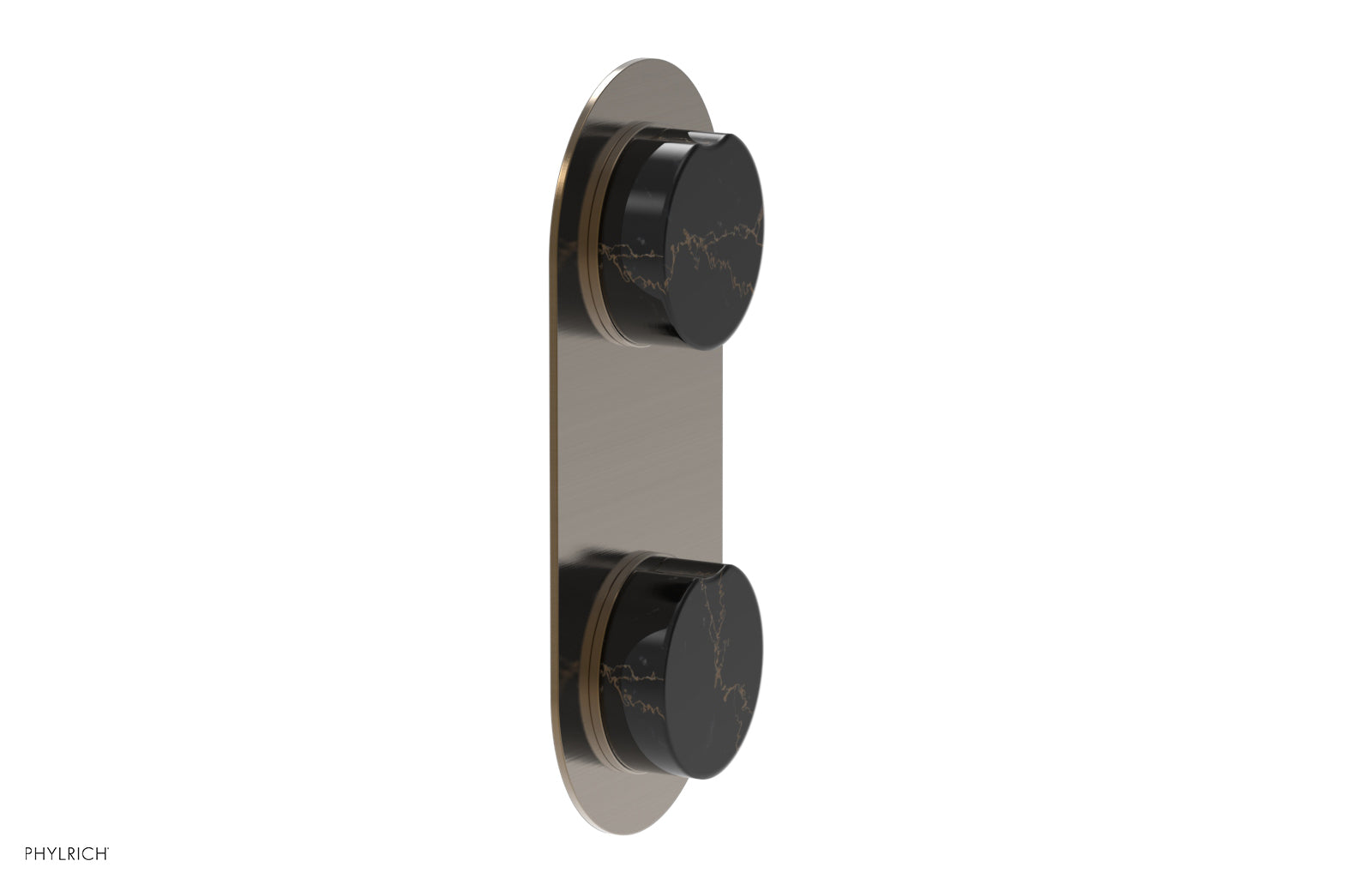 Phylrich CIRC Thermostatic Valve with Volume Control or Diverter - Black Marble Handle