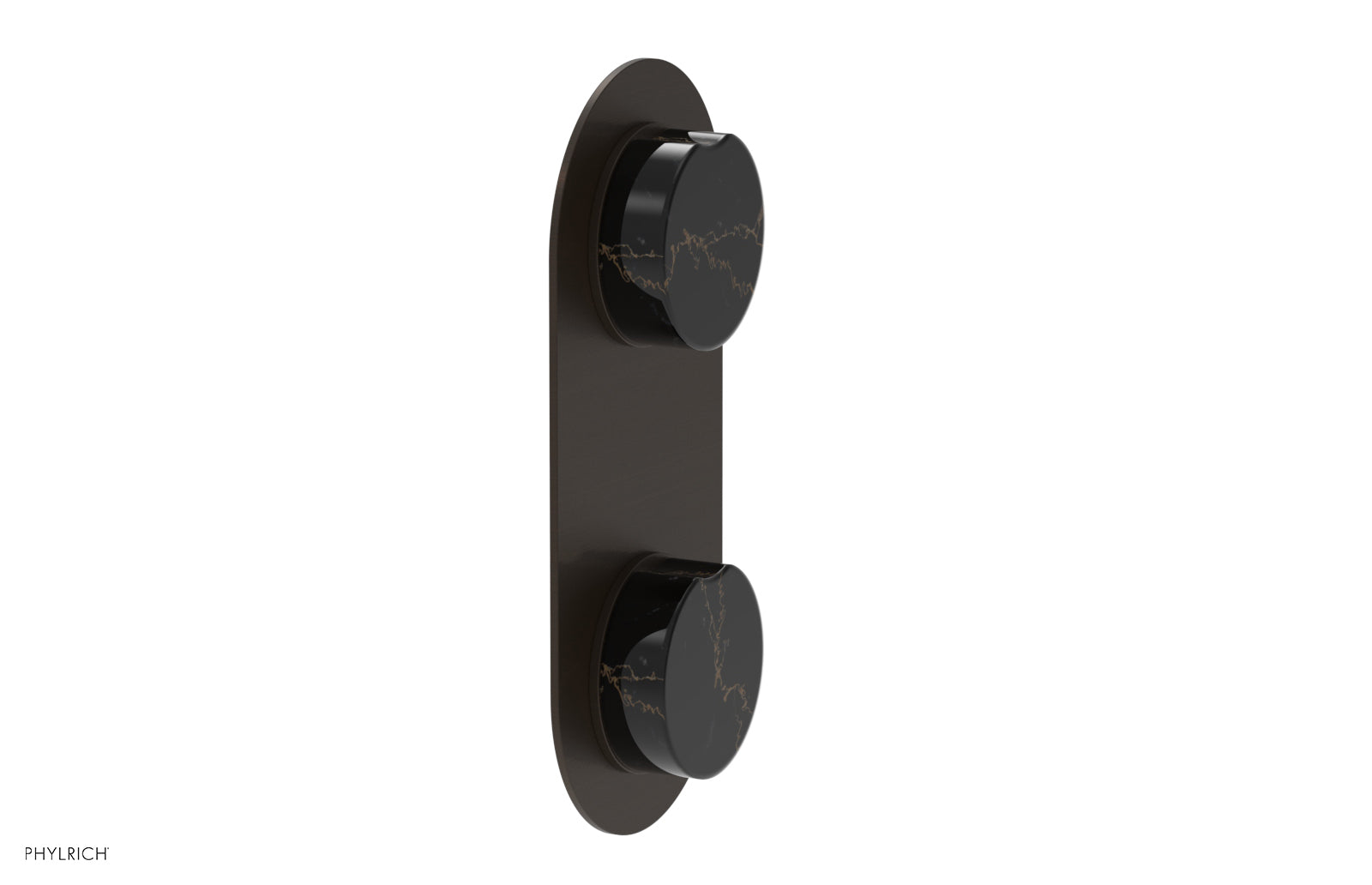Phylrich CIRC Thermostatic Valve with Volume Control or Diverter - Black Marble Handle