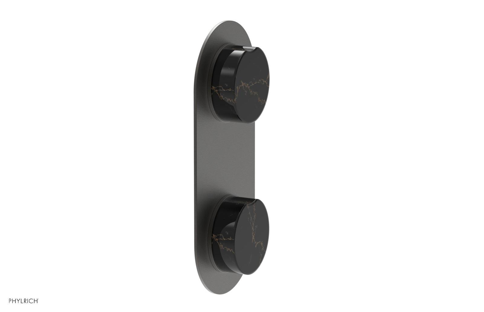 Phylrich CIRC Thermostatic Valve with Volume Control or Diverter - Black Marble Handle