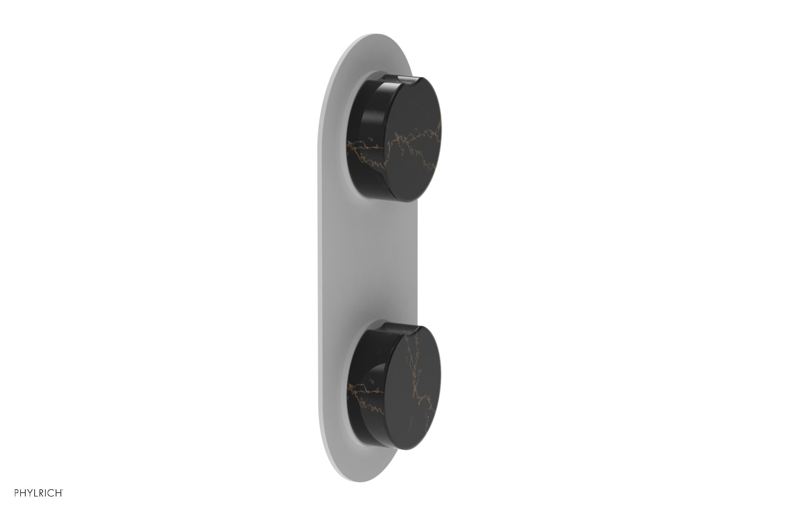 Phylrich CIRC Thermostatic Valve with Volume Control or Diverter - Black Marble Handle