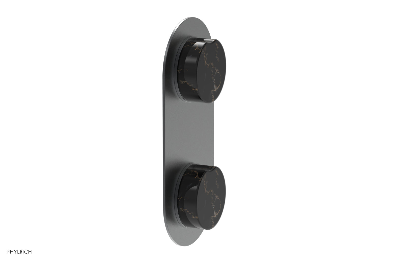 Phylrich CIRC Thermostatic Valve with Volume Control or Diverter - Black Marble Handle
