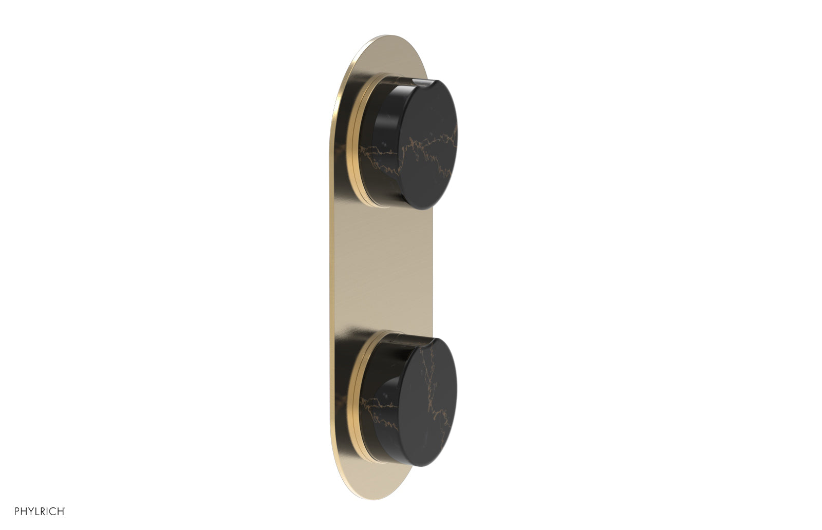 Phylrich CIRC Thermostatic Valve with Volume Control or Diverter - Black Marble Handle