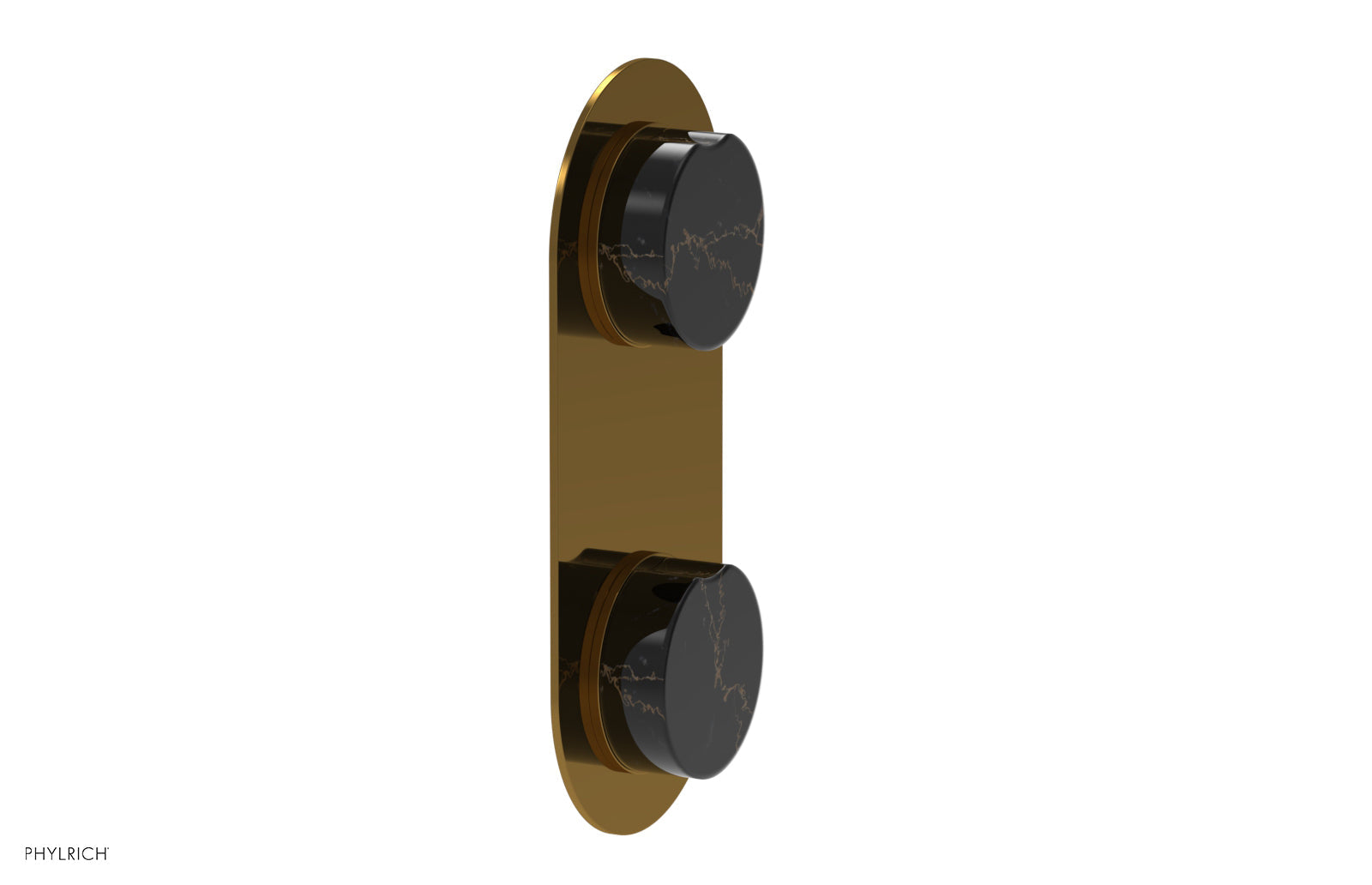 Phylrich CIRC Thermostatic Valve with Volume Control or Diverter - Black Marble Handle