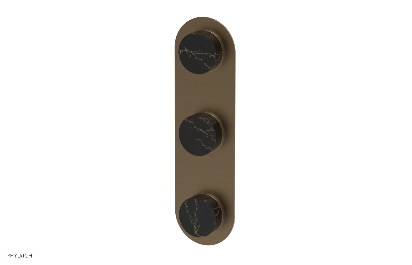 Phylrich CIRC Thermostatic Valve with Two Volume Control - Black Marble Handles