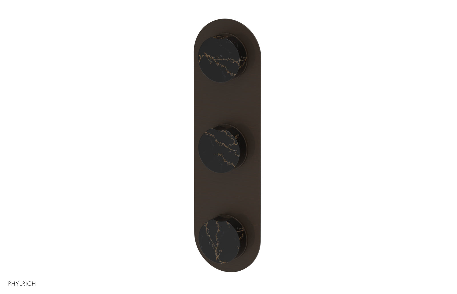 Phylrich CIRC Thermostatic Valve with Two Volume Control - Black Marble Handles