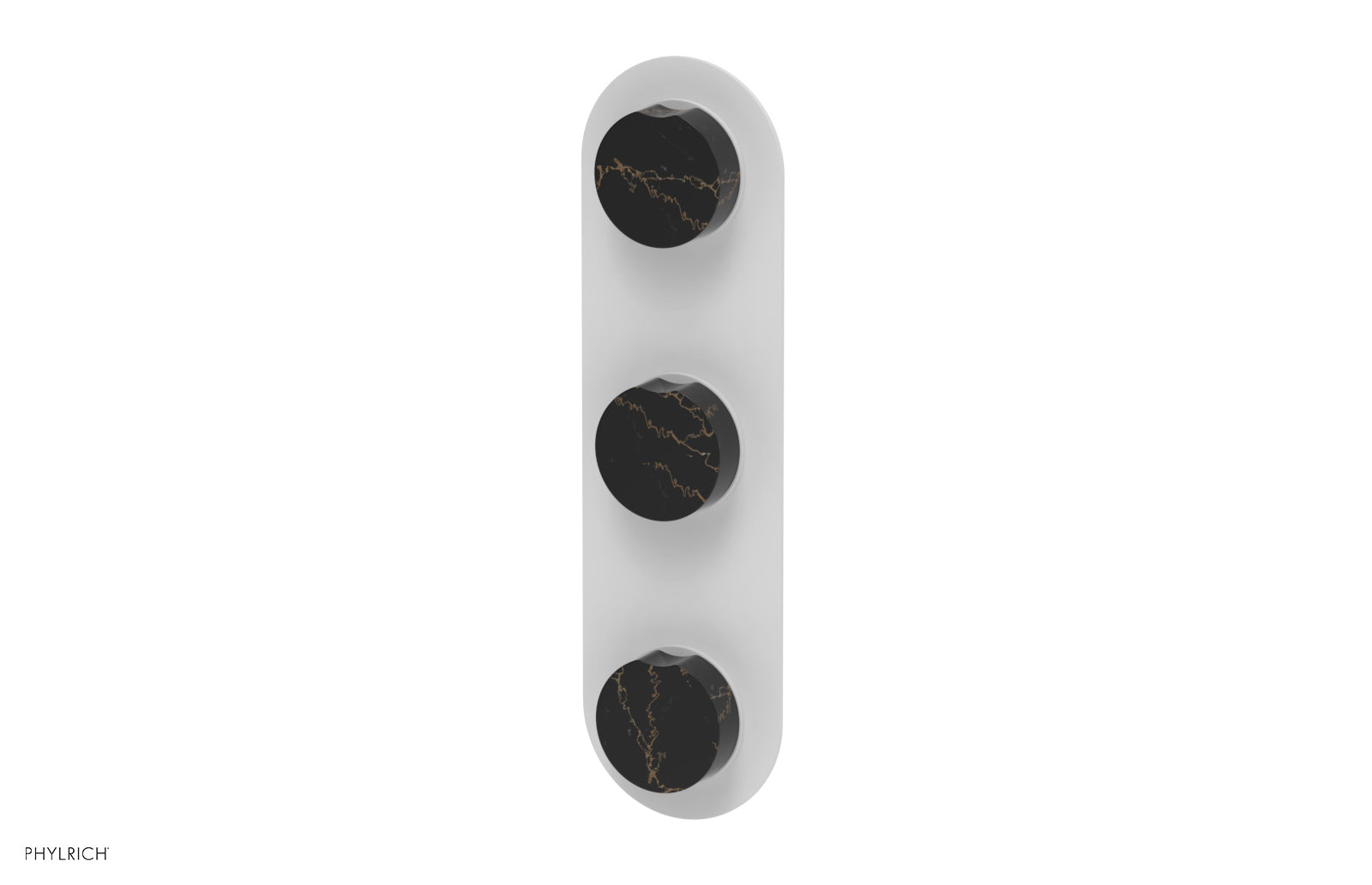 Phylrich CIRC Thermostatic Valve with Two Volume Control - Black Marble Handles