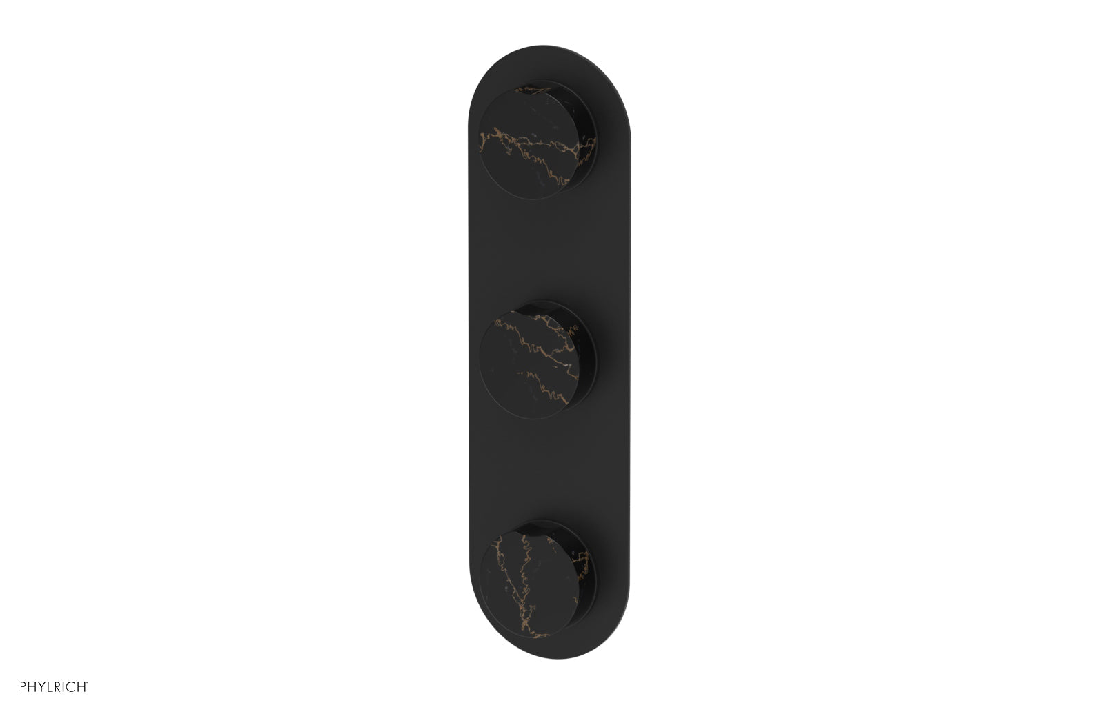 Phylrich CIRC Thermostatic Valve with Two Volume Control - Black Marble Handles