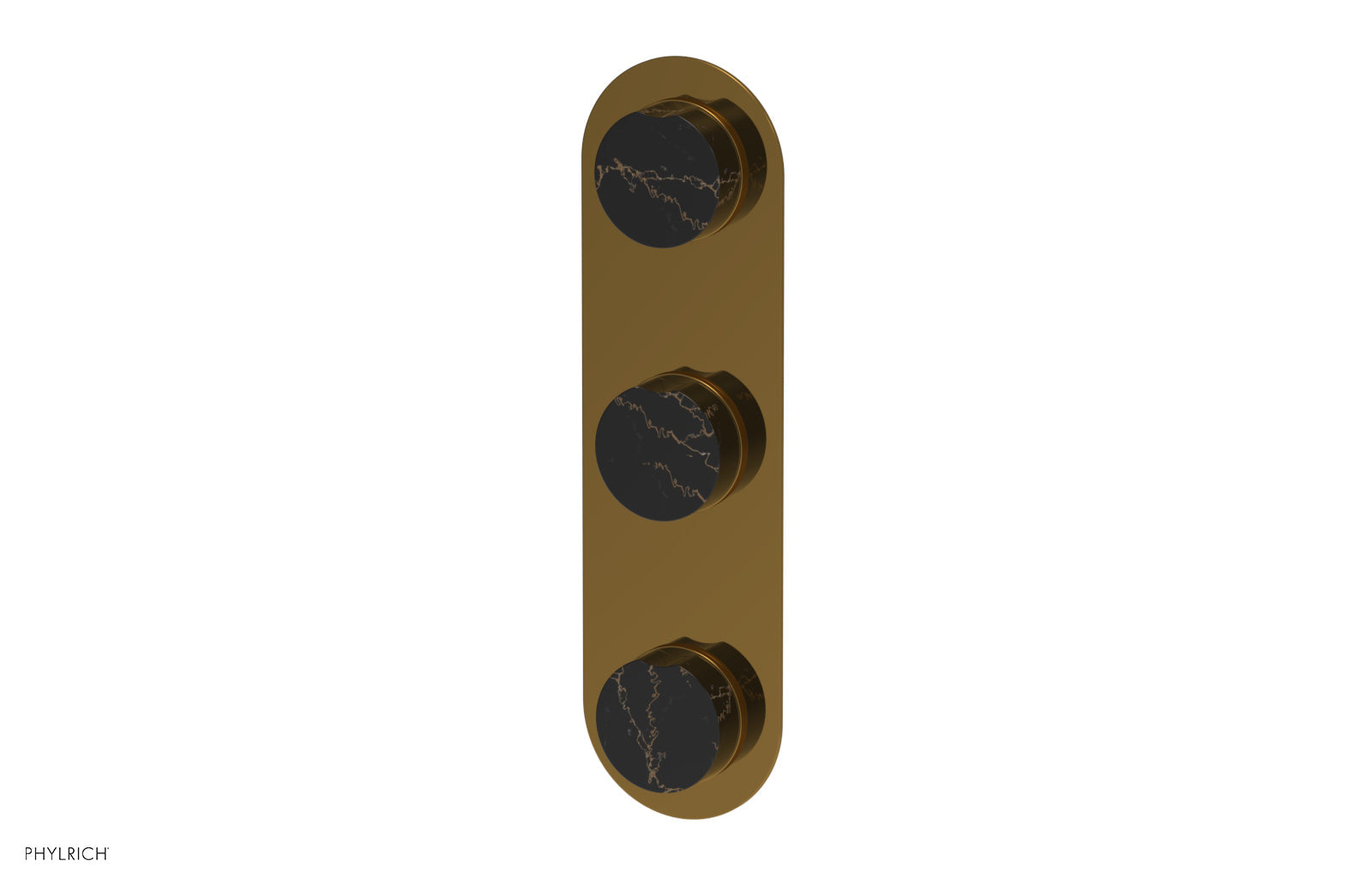 Phylrich CIRC Thermostatic Valve with Two Volume Control - Black Marble Handles