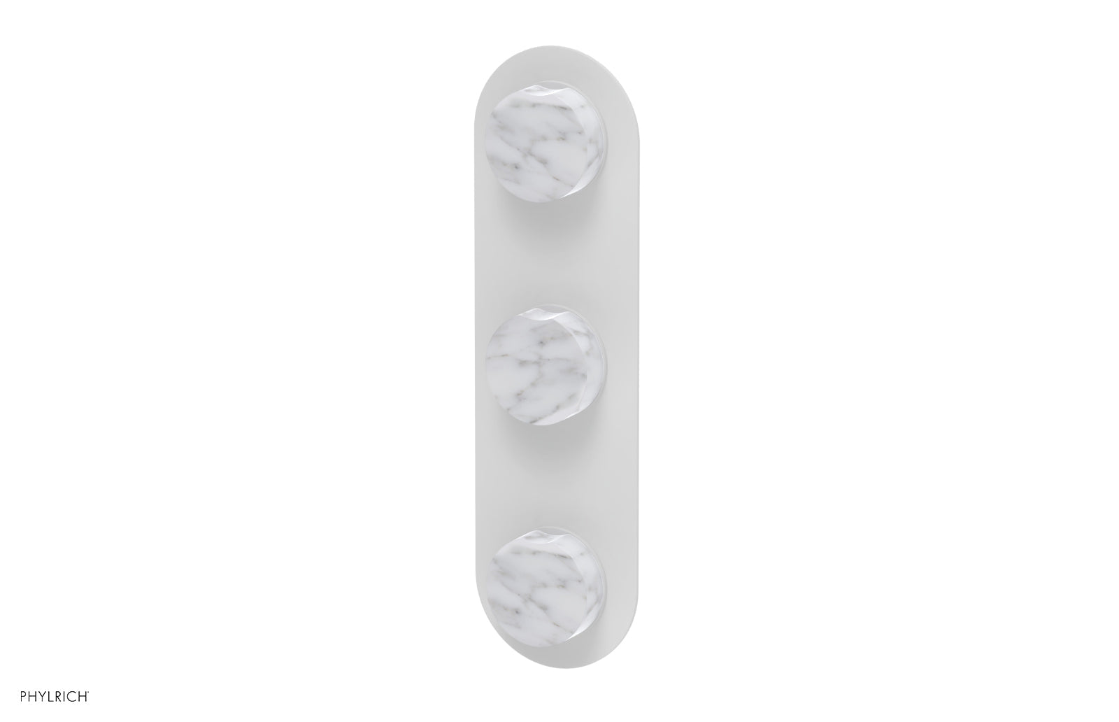 Phylrich CIRC Thermostatic Valve with Two Volume Control - White Marble Handles