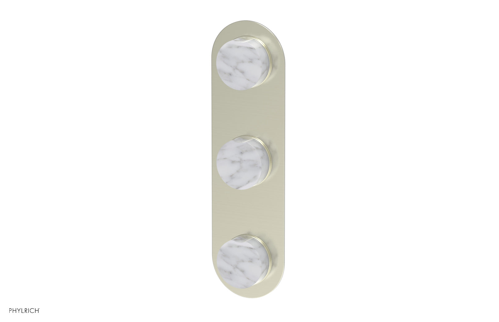 Phylrich CIRC Thermostatic Valve with Two Volume Control - White Marble Handles