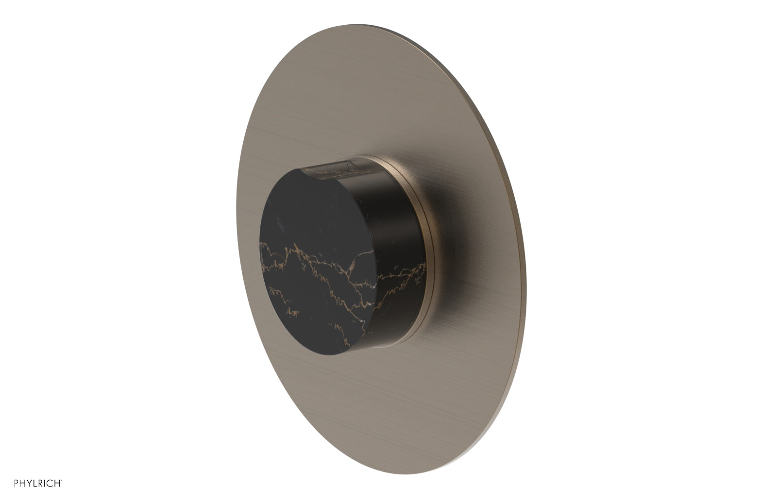 Phylrich CIRC Pressure Balance Shower Plate & Black Marble Handle Trim