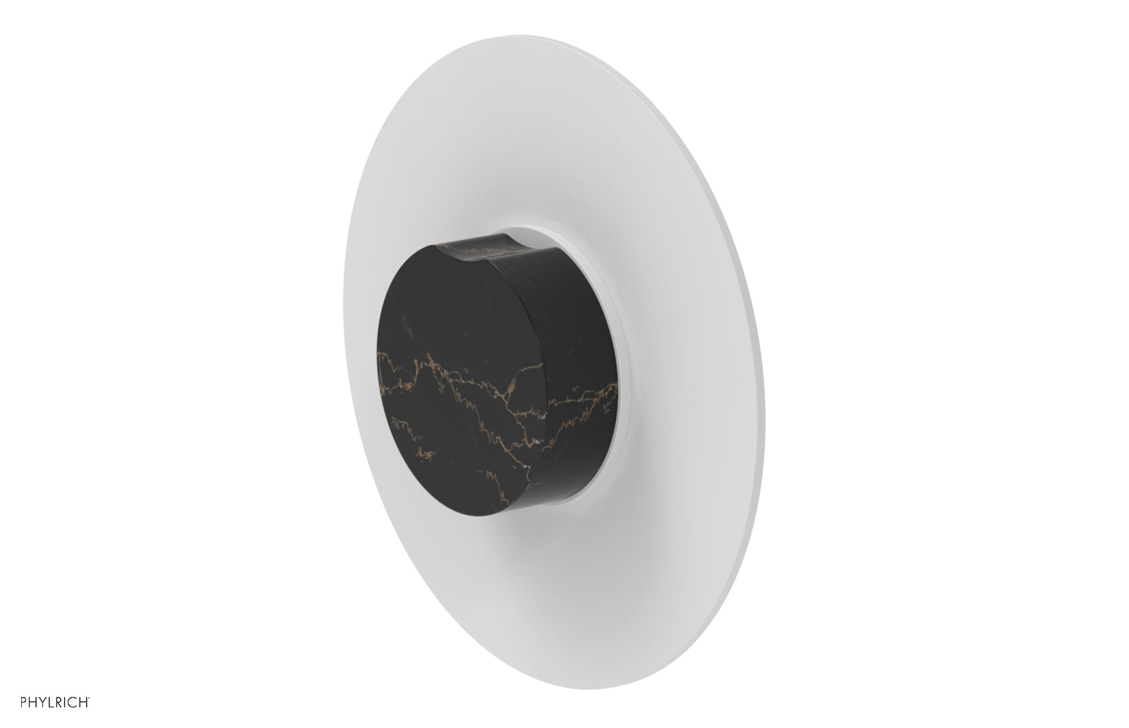 Phylrich CIRC Pressure Balance Shower Plate & Black Marble Handle Trim