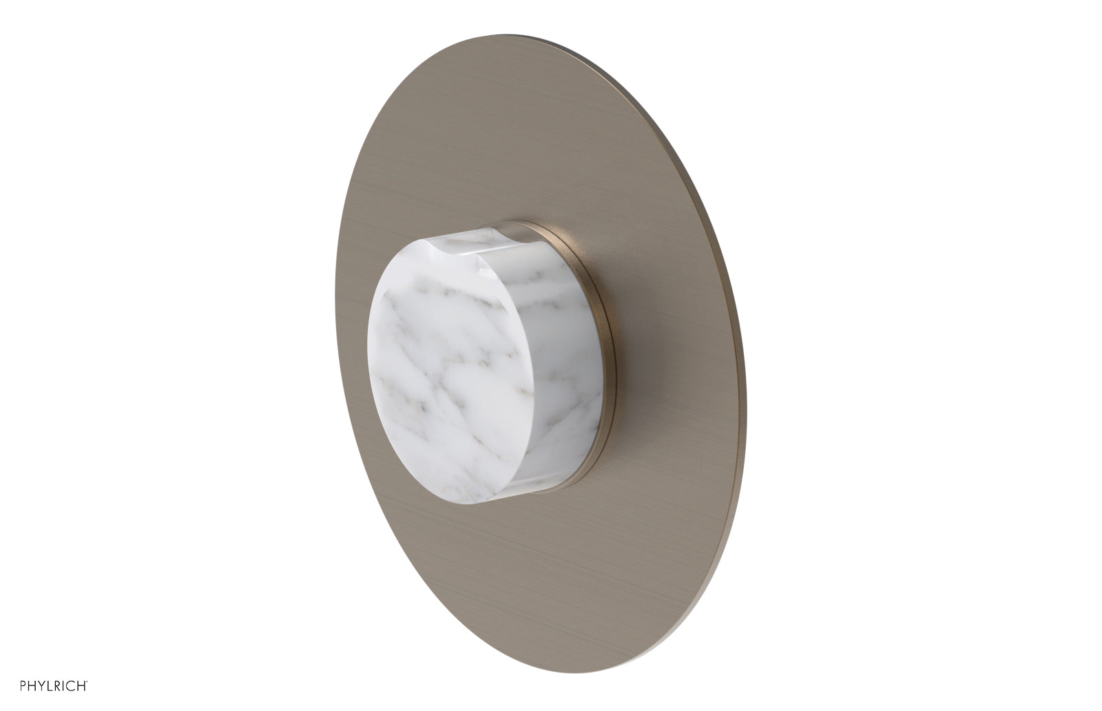 Phylrich CIRC Thermostatic Shower Trim, White Marble Handle