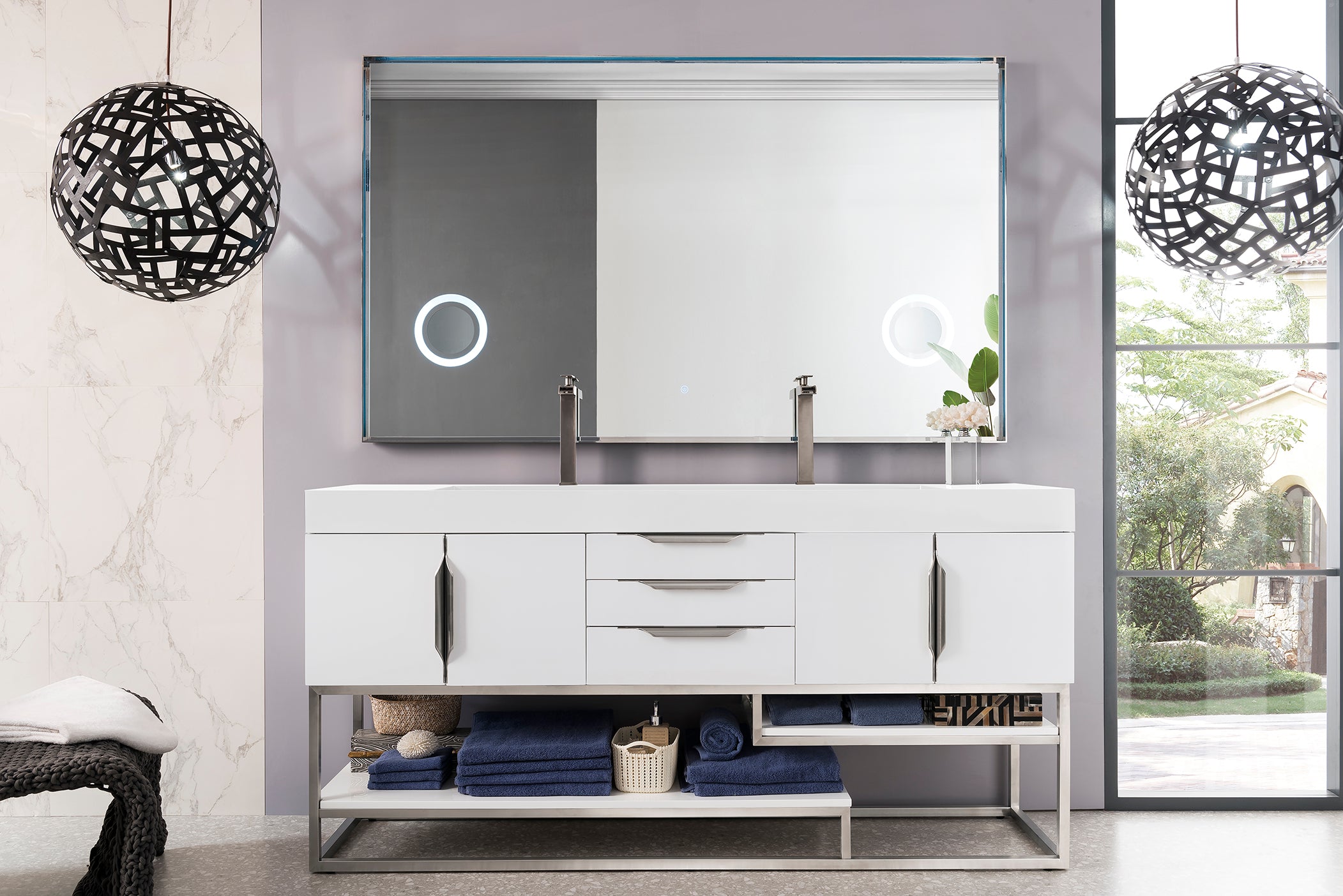 glossy white vanity