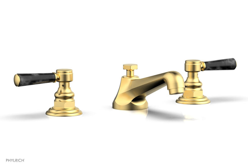 Phylrich HEX TRADITIONAL Widespread Faucet - Black Marble Lever Handles