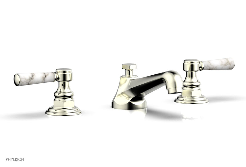 Phylrich HEX TRADITIONAL Widespread Faucet - White Marble Lever Handles