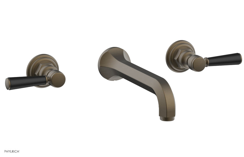 Phylrich HEX TRADITIONAL Wall Tub Set - Satin Black Lever Handles