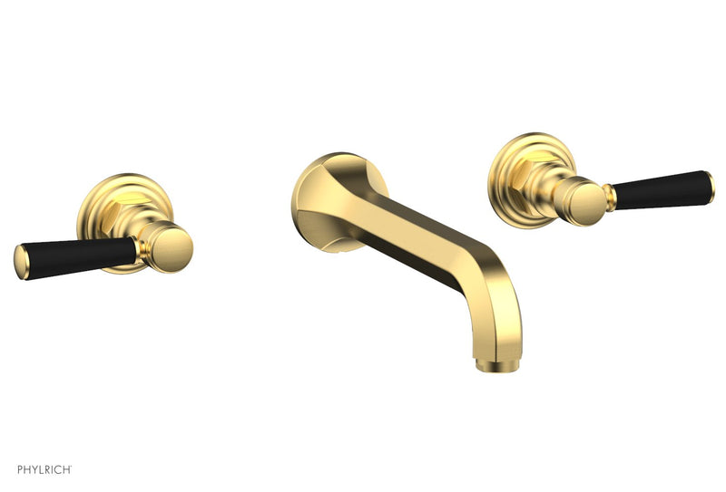 Phylrich HEX TRADITIONAL Wall Tub Set - Satin Black Lever Handles