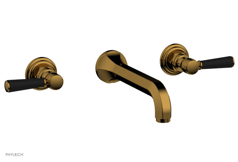 Phylrich HEX TRADITIONAL Wall Tub Set - Satin Black Lever Handles