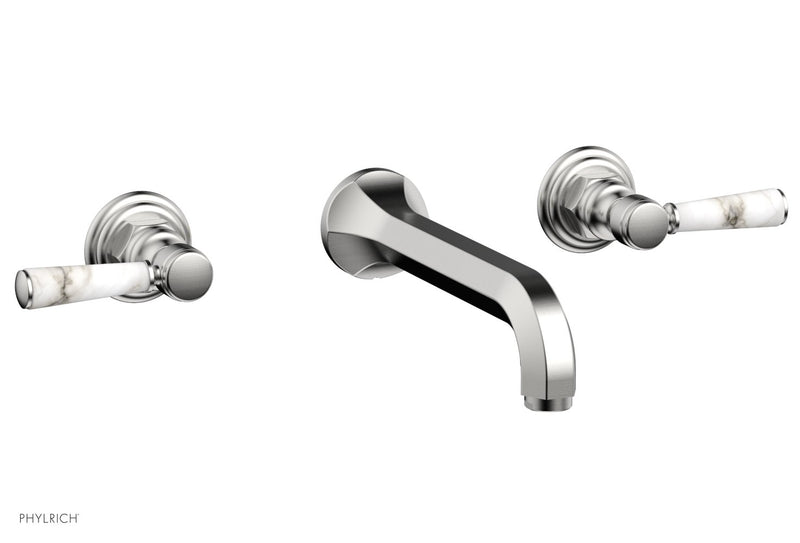 Phylrich HEX TRADITIONAL Wall Tub Set - White Marble Lever Handles