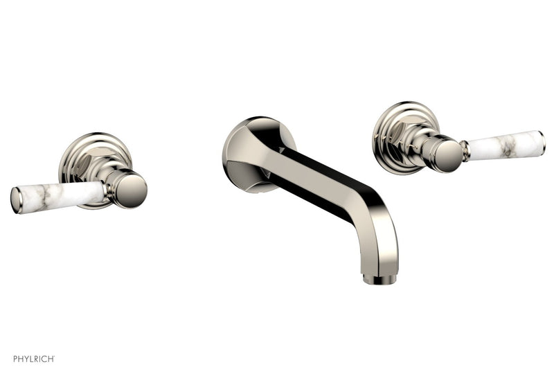 Phylrich HEX TRADITIONAL Wall Tub Set - White Marble Lever Handles