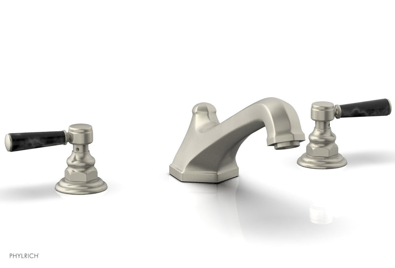 Phylrich HEX TRADITIONAL Deck Tub Set - Black Marble Lever Handles